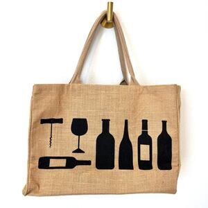 KAF Home Wine Print Jute Market Tote Bag